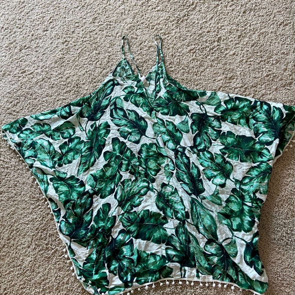 Leaf print cover up dress